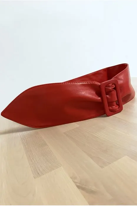 Ceinture rouge avec boucle rectangle