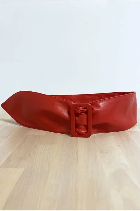 Ceinture rouge avec boucle rectangle