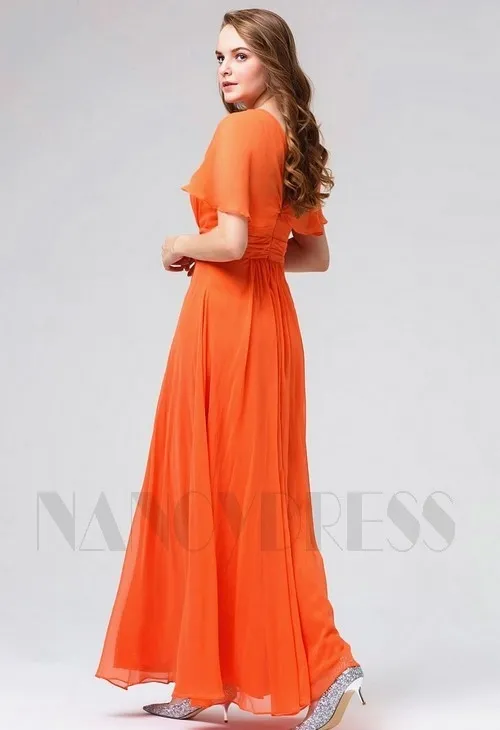 robe de soirée pas cher orange long 