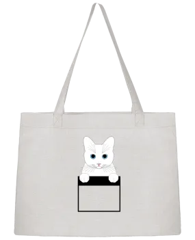 Sac Shopping Chat blanc yeux bleu poche par Finger L